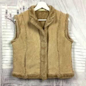 CARRAIG DONN Tan Faux Suede Fur Vest S
